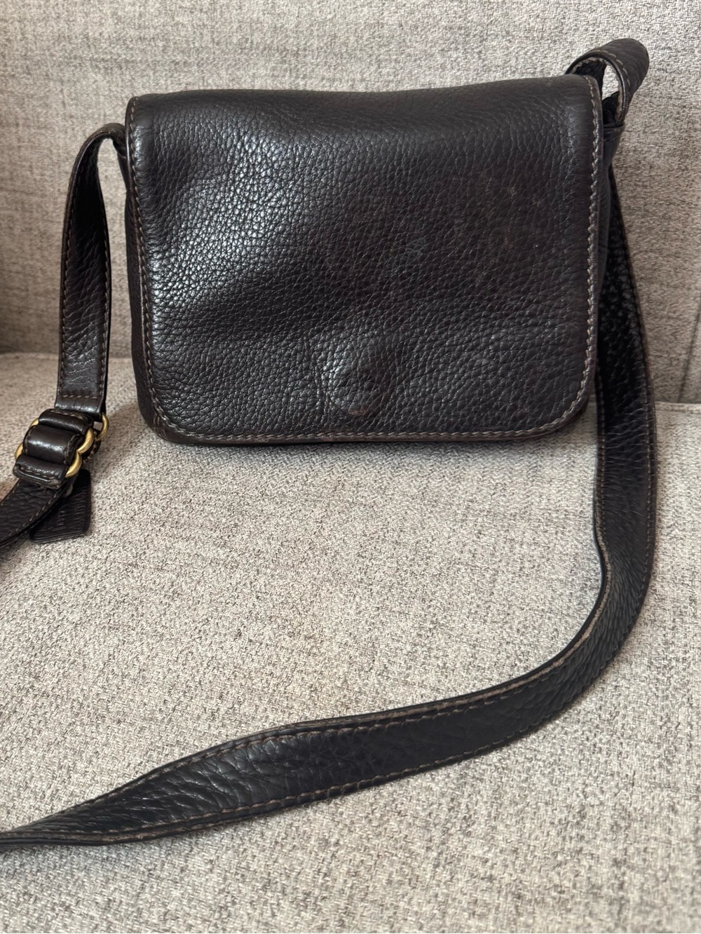 Vintage Coach Sonoma 4929 Made in Italy Brown Pebbled Leather Flap Crossbody